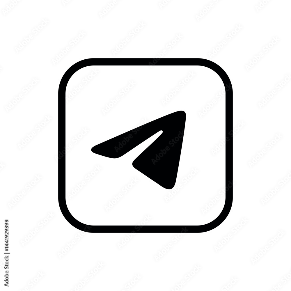 Telegram Logo Outline Black Icon, Telegram App Vector, Editable SVG ...