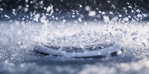Poster - Close-up of water splashing around a disc.