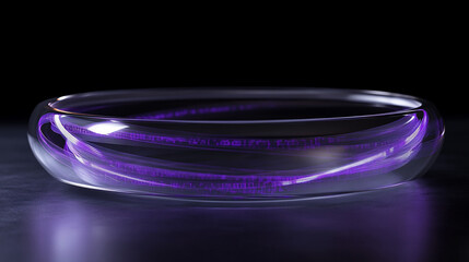 Poster - Glass bowl with purple glowing lines inside, on dark background.