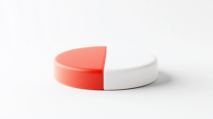 Poster - Red and white half-circle pie chart on white background.