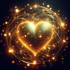 Poster - A glowing, golden heart radiating warmth and light, surrounded by a soft, ethereal aura. Or, a series of interconnected circles of bright light, gently pulsing with a harmonious rhythm, symbolizing co