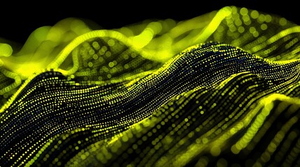 Aufkleber - Abstract yellow and black digital wave pattern.