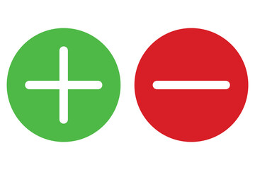 Poster - Plus, minus icon vector set. Plus and minus or add and subtract flat icons. Add tab icon. Red Cancel symbol. Plus and minus for app and web. vector illustration. 
