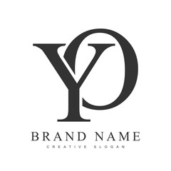 Aufkleber - YO trendy logotype template. Initial letter y and o classic font style. Creative logo for company name or identity.