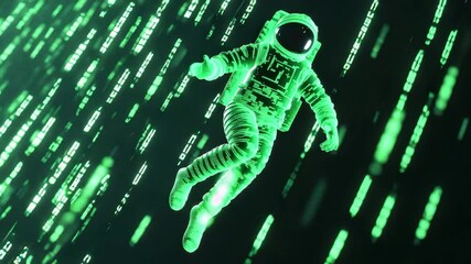 Aufkleber - Astronaut Floating Through Digital Matrix in Futuristic Concept Art