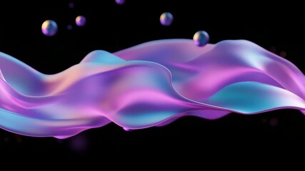 Poster - A purple wave with many small bubbles in the background. The bubbles are of different sizes and colors