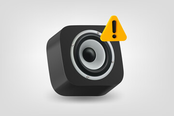 Aufkleber - Sound speaker with with exclamaion sign. Vector 3d illustration