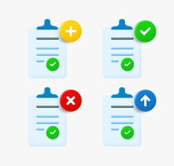 Aufkleber - Paper document icon set with different pictograms. 3d vector icons collection