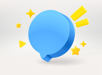 Poster - Speech bubble with stars. Conversation concept. 3d vector illustration
