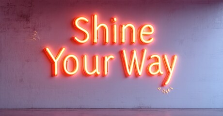 Poster - Bright neon sign displays positive message. Red glow contrasts with textured pink wall. Minimalist aesthetic, inspirational quote.