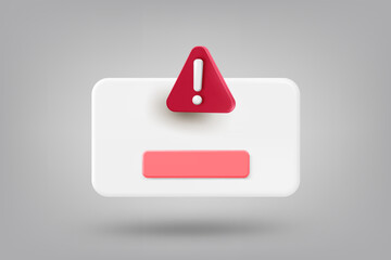 Aufkleber - Browser window with red exclamation sign. 3d vector illustration