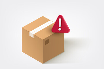Aufkleber - Gift box with red exclamation sign. 3d vector illustration