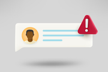 Aufkleber - New comment notification with old man avatar. Spam concept. 3d vector illustration