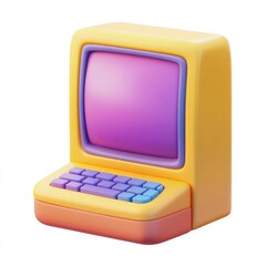 Poster - Colorful, stylized representation of a vintage computer.