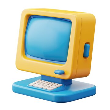 Colorful cartoon representation of a vintage computer.