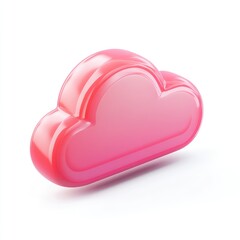 Poster - 3D rendered, glossy, pink cloud icon.