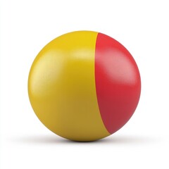 Poster - Half-yellow, half-red sphere against a white background.