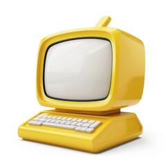 Poster - Retro yellow computer with vintage display.
