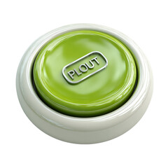 Fototapete - Glossy green button with silver PLOUT inscription
