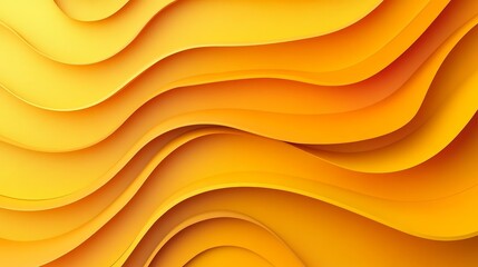 Aufkleber - Abstract Background, Fluid Art, 3D Rendered Waves Of Paper, Yellow And Orange Gradient