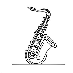 Poster - Outline of a saxophone in a minimalist style, single line outline vector  