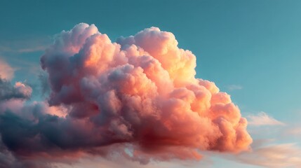 Poster - Waves of fluffy pink clouds dance against the canvas of a serene sky, reflecting the warmth of the setting sun. This enchanting display captivates hearts and sparks imagination