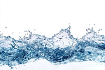 Poster - A dynamic water splash with droplets and ripples against a clean white background in a studio shot