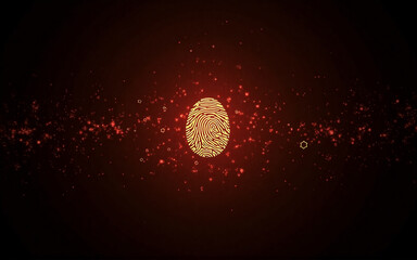 Wall Mural - a golden, ovular object glows at the center, surrounded by red, particle-like energy swirling in a s