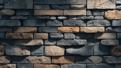 Poster - Up-to-date stone brick wall texture scenery. Filtered picture