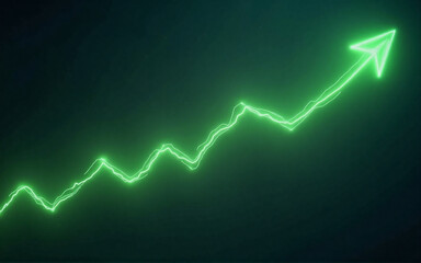 Aufkleber - glowing green arrow ascends, depicting growth and progress. its luminous path symbolizes upward tren
