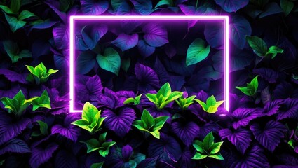 Poster - Fresh and beautiful green leaves under square lighting.