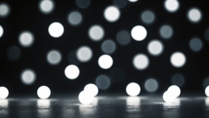 Poster - Nighttime Vintage Black Bokeh Background Featuring Blurred Lights for Holiday Celebration Poster