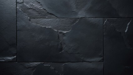 Poster - Floor texture of black anthracite stone tiles