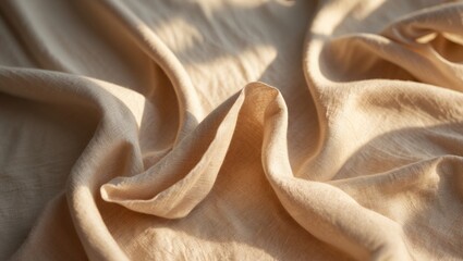 Poster - Linen Fabric in Beige with Play of Light and Shadows