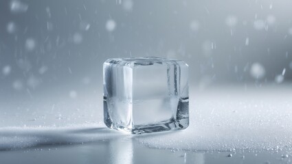 Poster - Single block of ice set against a white canvas