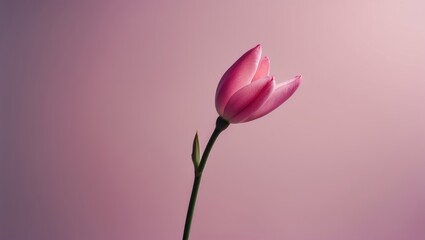 Poster - Beautiful Pink Flower Bud. Fashion close-up on a colorful backdrop.