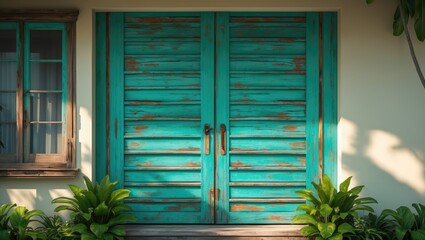 Poster - Weathered wooden window. Perfect for use as a background. Separate background