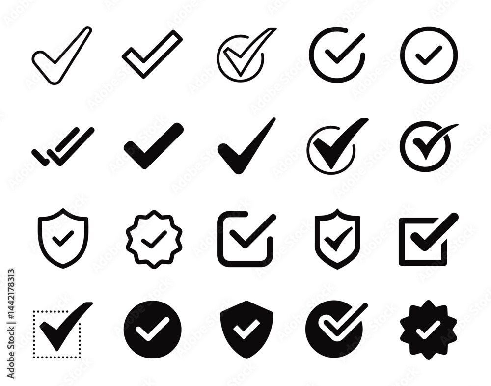 Sleek Check Mark Icons – Perfect for Submission, Approval, and ...
