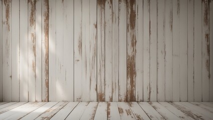 Poster - Weathered wood surface featuring distressed grunge background and scratched paint on wood wall planks