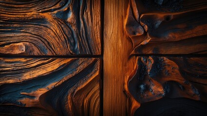 Aufkleber - Wood Background with Natural Burnt Texture