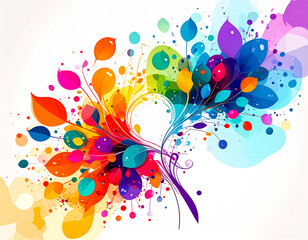 Wall Mural - abstract colorful background with leaves.