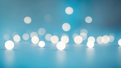 Poster - MISTY LIGHTS BACKGROUND, WHITE CIRCLES ON SOFT BLUE, CHILLY BOKEH