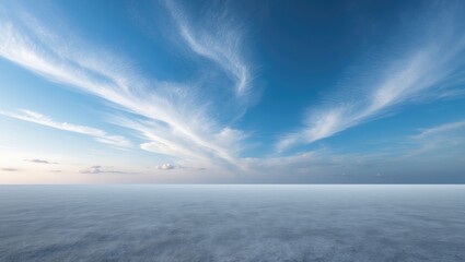 Poster - Stunning Blue Sky with Gorgeous Clouds Above a Floor Background
