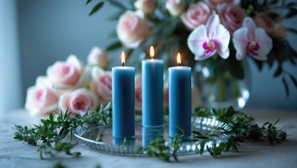 Aufkleber - Table setting with candles and a flower