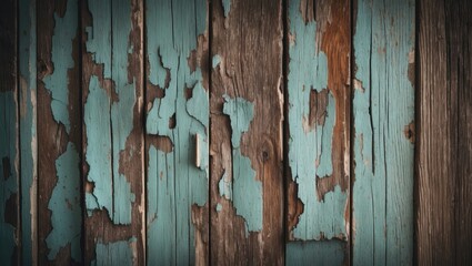 Poster - Old Cracked Paint on Shabby Wooden Boards