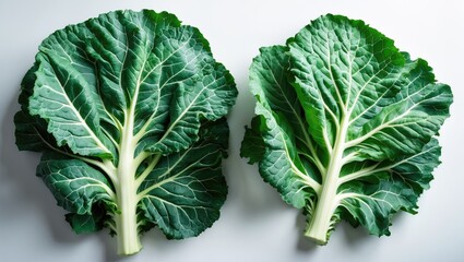 Poster - Organic kale leaves displayed with front and back views against a white backdrop