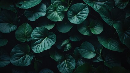 Poster - Green Leaf Surface in Close-Up. Natural Leaf Texture from Above
