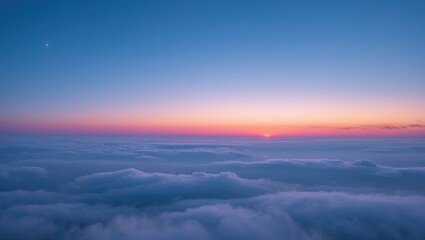 Poster - colorful sunrise and sunset scene with clouds, displaying blue and orange tones, and a clear sky fil