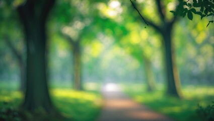 Poster - Blurred background with green natural tree