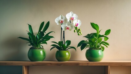 Poster - Cute little plant vases placed on top of a closet